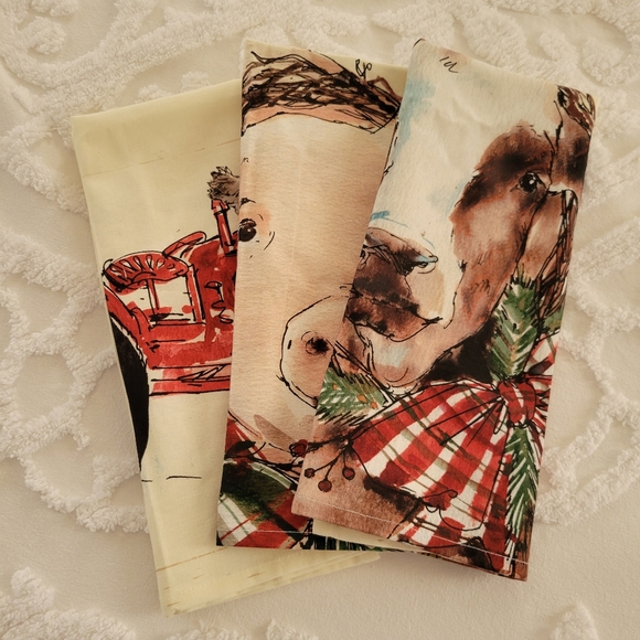Tea Towels Set of 3 Farmhouse Christmas Towels - Picture 10 of 10